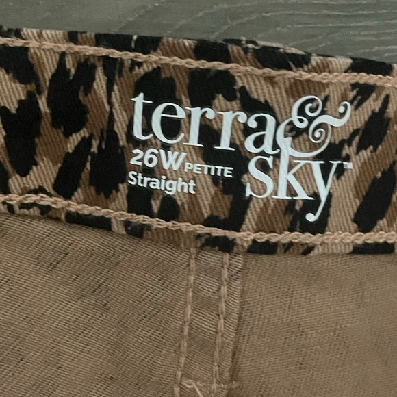 Terra & Sky Animal Print Straight Leg Waist Tan/black Pants NWT - Picture 6 of 8